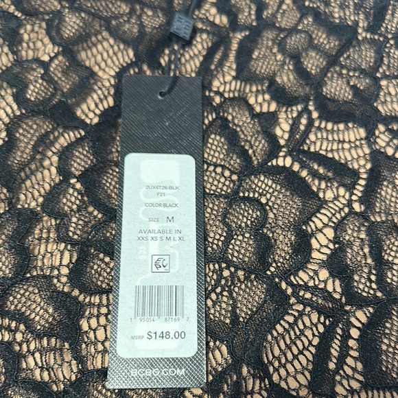 BCBGMaxAzria Black and Tan Asymmetrical Fitted Bodysuit - Picture 7 of 8